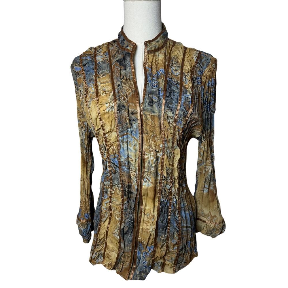 EURO Y2K Vintage Button Down Women's Blouse Sz Medium